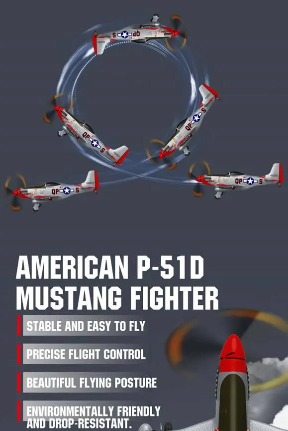 MOFLY P-51D 690mm Brushless RC Warbird, Optional FPV Camera & Phone Mount